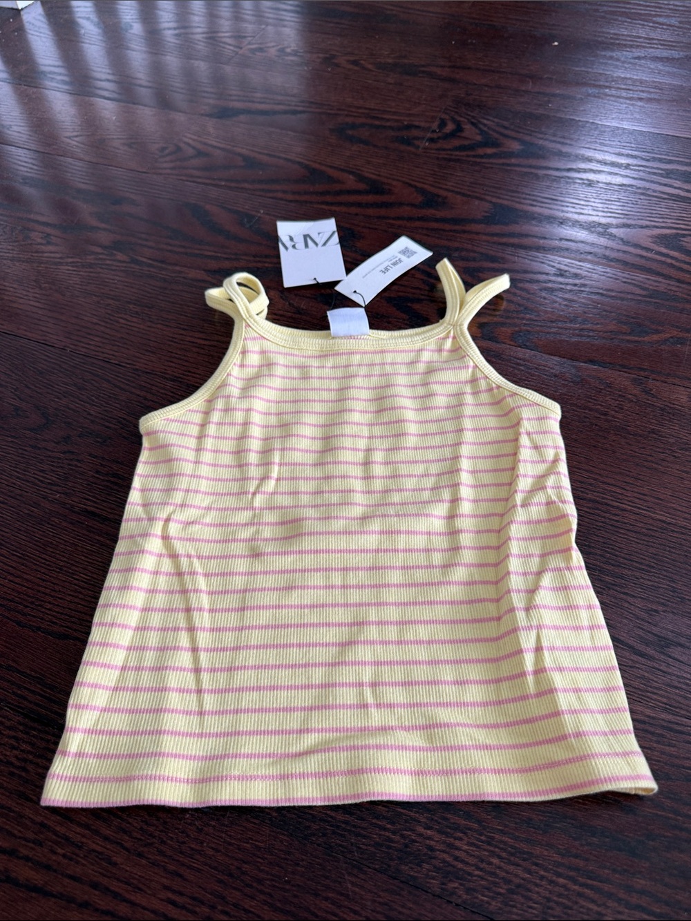 Zara Yellow and Pink Striped Ribbed Cami